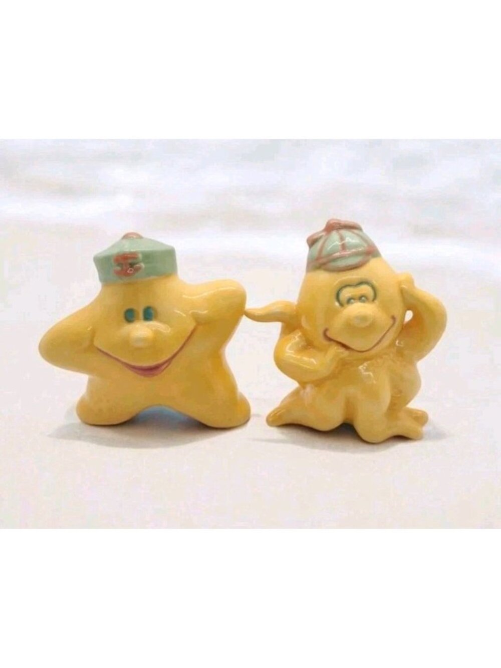 Vintage Anthropomorphic Starfish Octopus Figurines Kitsch Coastal Ocean Yellow